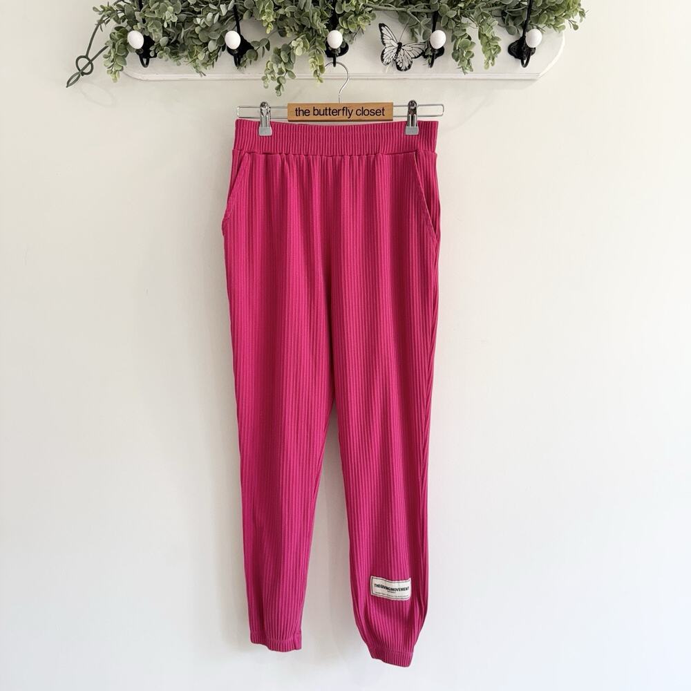 TheGivingMovement Pink Ribbed Elastic Waist Joggers Sustainable M